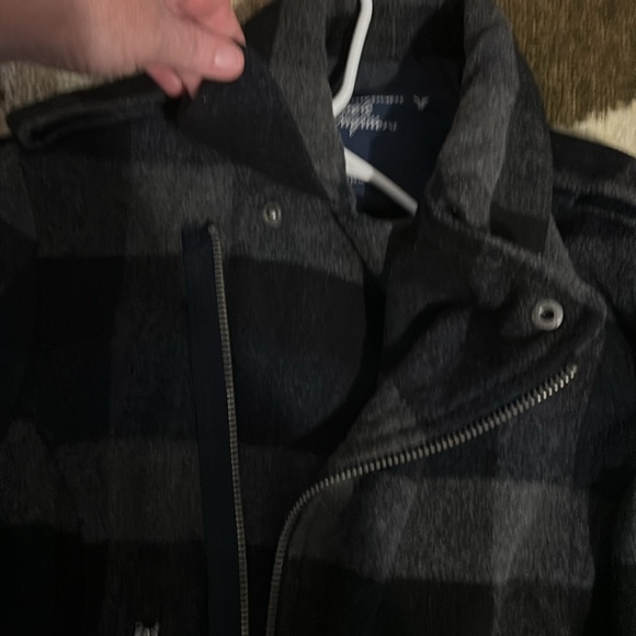 American Eagle Outfitters Black and Gray Plaid wool Jacket - Picture 11 of 17